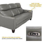 Milos 83" Zero Gravity Power Reclining Sofa in Light Gray Leather - Furniture City (CA)l