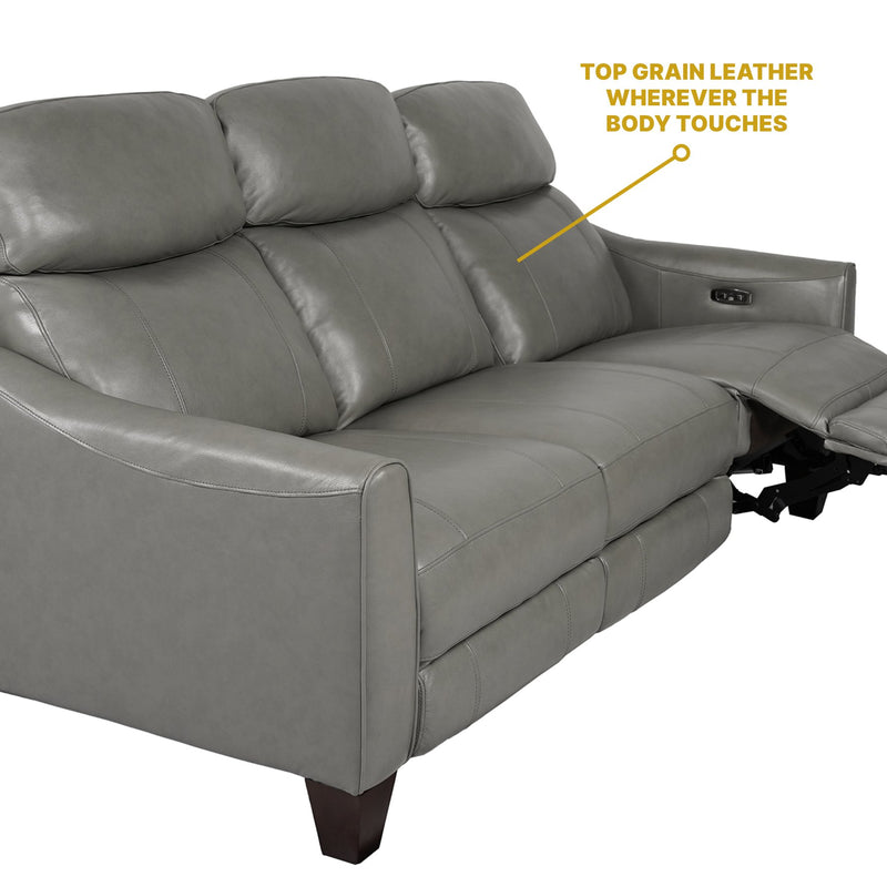 Milos 83" Zero Gravity Power Reclining Sofa in Light Gray Leather - Furniture City (CA)l
