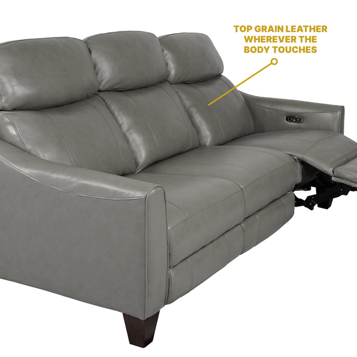 Milos 83" Zero Gravity Power Reclining Sofa in Light Gray Leather