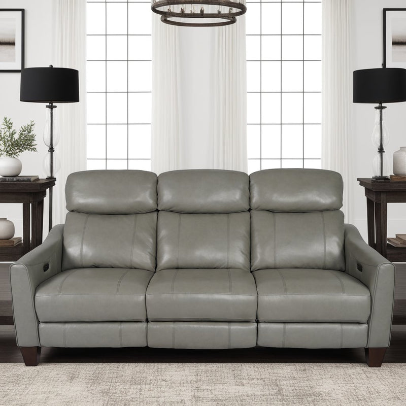 Milos 83" Zero Gravity Power Reclining Sofa in Light Gray Leather - Furniture City (CA)l
