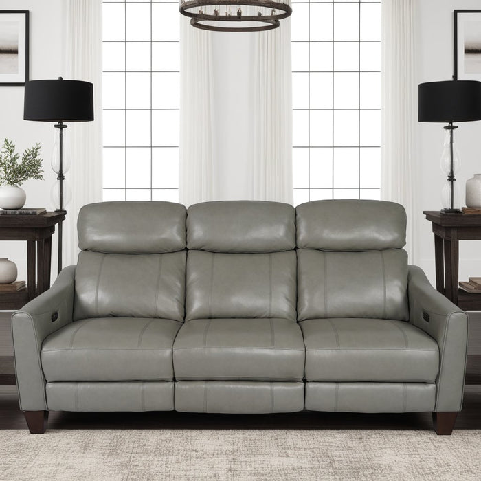 Milos 83" Zero Gravity Power Reclining Sofa in Light Gray Leather