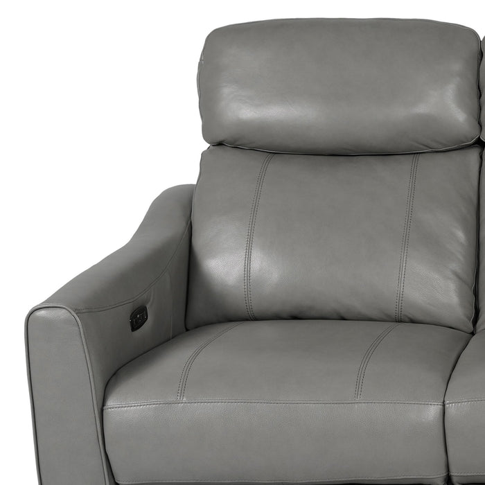 Milos 83" Zero Gravity Power Reclining Sofa in Light Gray Leather