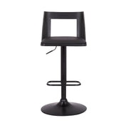 Milan Adjustable Swivel Black Faux Leather and Black Wood Bar Stool with Black Base - Furniture City (CA)l
