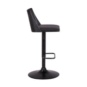 Milan Adjustable Swivel Black Faux Leather and Black Wood Bar Stool with Black Base - Furniture City (CA)l