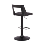 Milan Adjustable Swivel Black Faux Leather and Black Wood Bar Stool with Black Base - Furniture City (CA)l