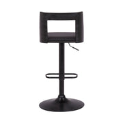 Milan Adjustable Swivel Black Faux Leather and Black Wood Bar Stool with Black Base - Furniture City (CA)l