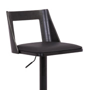 Milan Adjustable Swivel Black Faux Leather and Black Wood Bar Stool with Black Base - Furniture City (CA)l