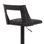 Milan Adjustable Swivel Black Faux Leather and Black Wood Bar Stool with Black Base - Furniture City (CA)l