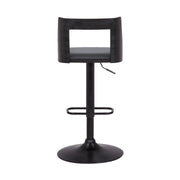Milan Adjustable Swivel Gray Faux Leather and Black Wood Bar Stool with Black Base - Furniture City (CA)l