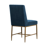 Memphis Blue Velvet and Antique Brass Accent Dining Chair- Set of 2 - Furniture City (CA)l