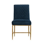 Memphis Blue Velvet and Antique Brass Accent Dining Chair- Set of 2 - Furniture City (CA)l