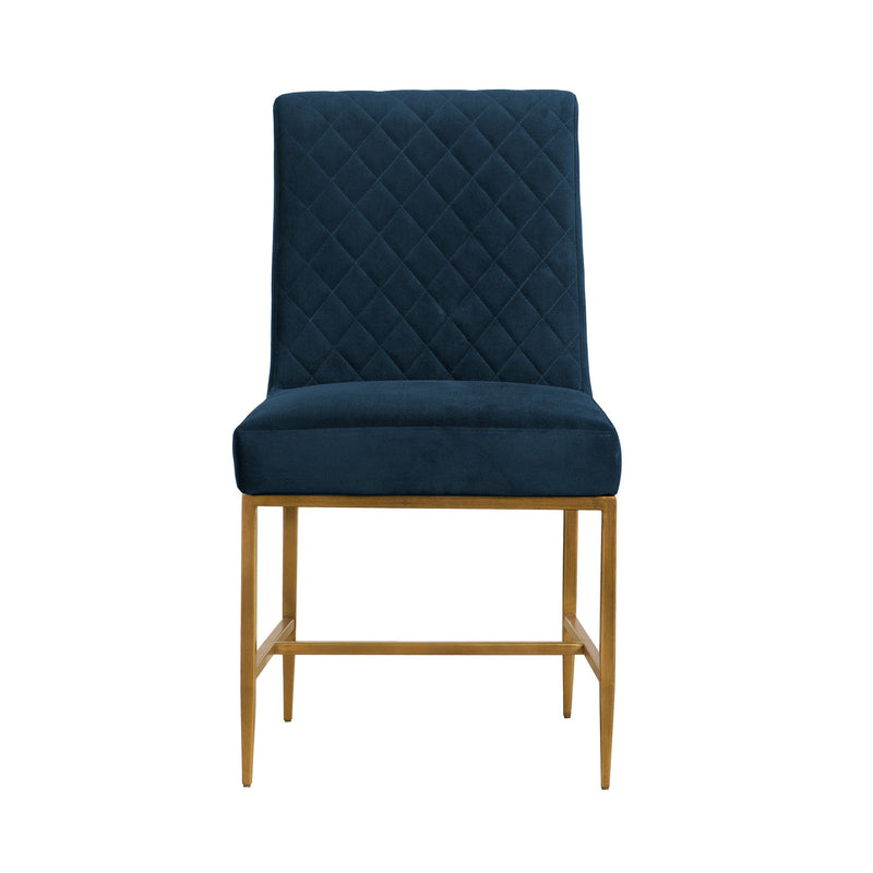 Memphis Blue Velvet and Antique Brass Accent Dining Chair- Set of 2 - Furniture City (CA)l