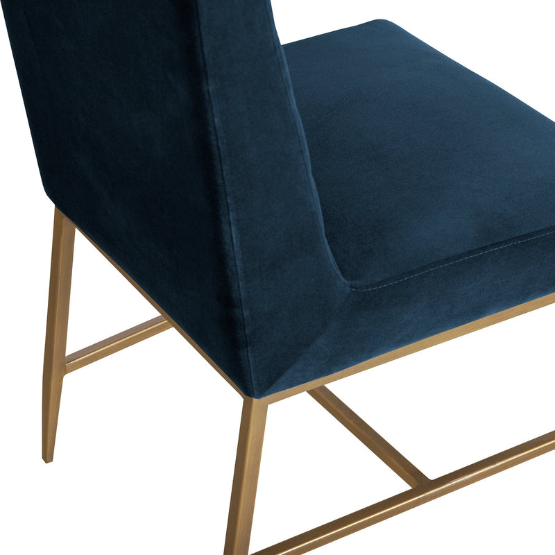 Memphis Blue Velvet and Antique Brass Accent Dining Chair- Set of 2 - Furniture City (CA)l