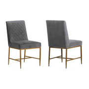 Memphis Gray Velvet and Antique Brass Accent Dining Chair- Set of 2 - Furniture City (CA)l