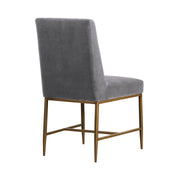 Memphis Gray Velvet and Antique Brass Accent Dining Chair- Set of 2 - Furniture City (CA)l