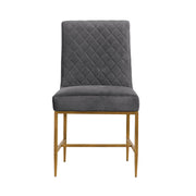 Memphis Gray Velvet and Antique Brass Accent Dining Chair- Set of 2 - Furniture City (CA)l