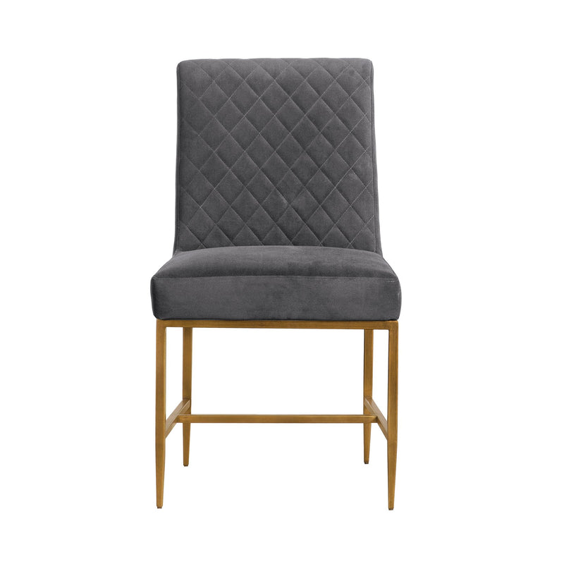 Memphis Gray Velvet and Antique Brass Accent Dining Chair- Set of 2 - Furniture City (CA)l