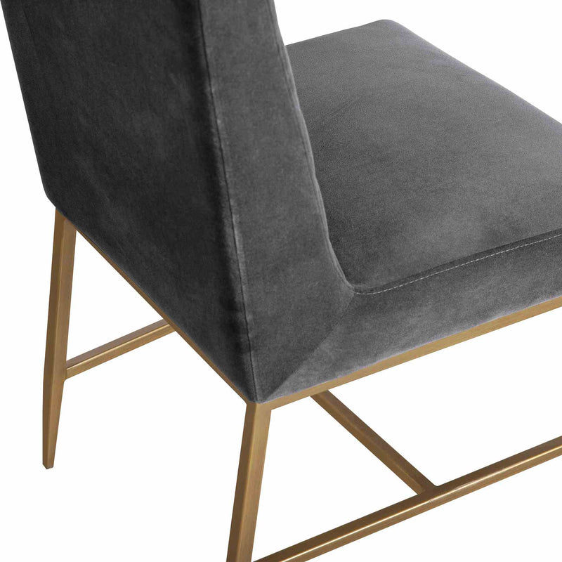 Memphis Gray Velvet and Antique Brass Accent Dining Chair- Set of 2 - Furniture City (CA)l