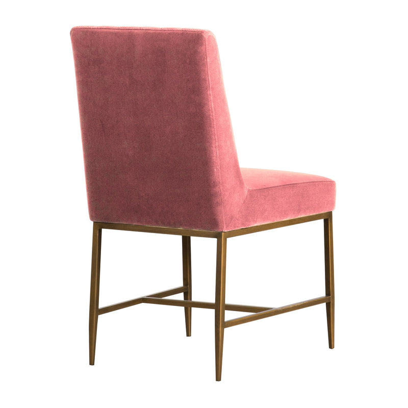 Memphis Pink Velvet and Antique Brass Accent Dining Chair- Set of 2 - Furniture City (CA)l