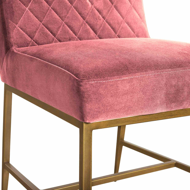 Memphis Pink Velvet and Antique Brass Accent Dining Chair- Set of 2 - Furniture City (CA)l