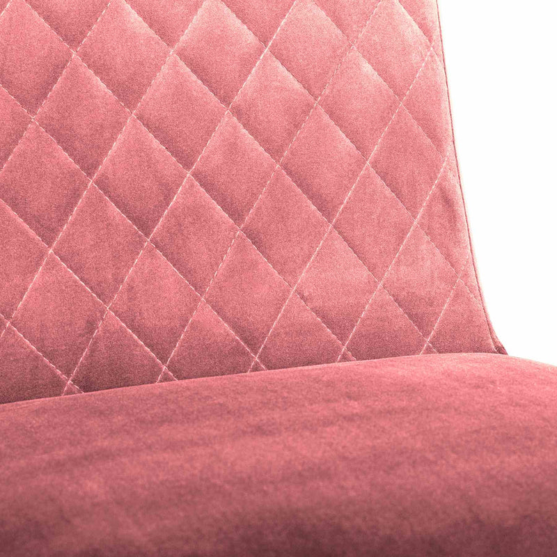 Memphis Pink Velvet and Antique Brass Accent Dining Chair- Set of 2 - Furniture City (CA)l