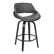 Mona 26" Counter Height Swivel Gray Faux Leather and Black Wood Bar Stool - Furniture City (CA)l
