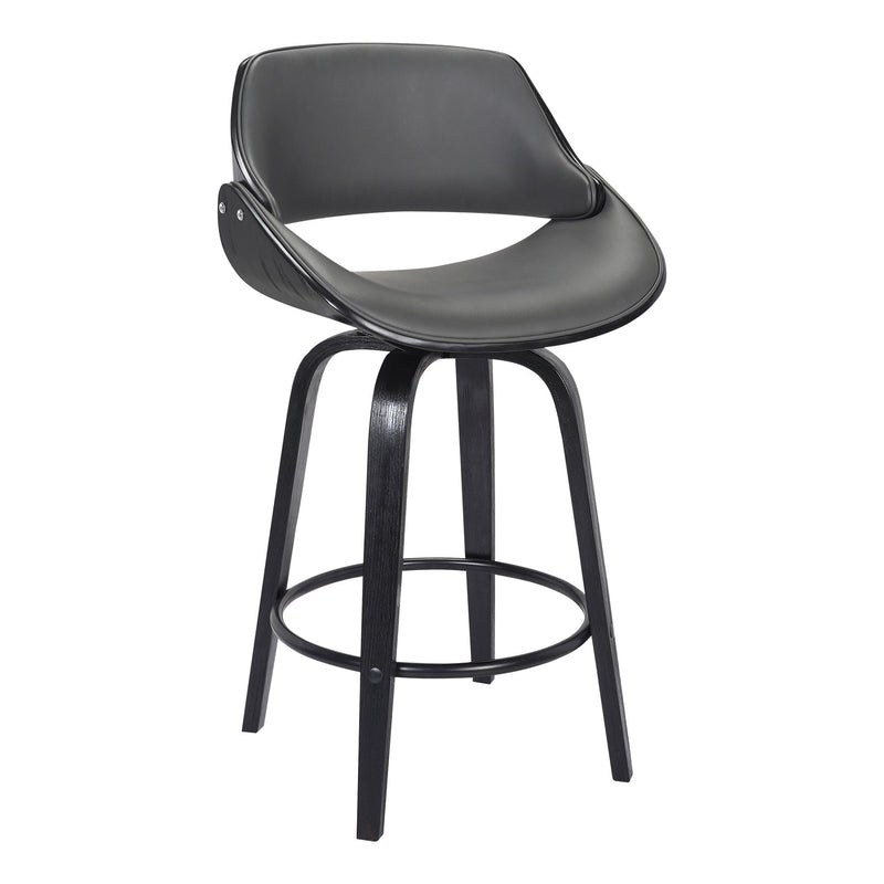Mona 26" Counter Height Swivel Gray Faux Leather and Black Wood Bar Stool - Furniture City (CA)l