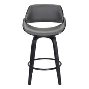 Mona 26" Counter Height Swivel Gray Faux Leather and Black Wood Bar Stool - Furniture City (CA)l