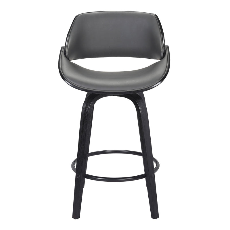 Mona 26" Counter Height Swivel Gray Faux Leather and Black Wood Bar Stool - Furniture City (CA)l