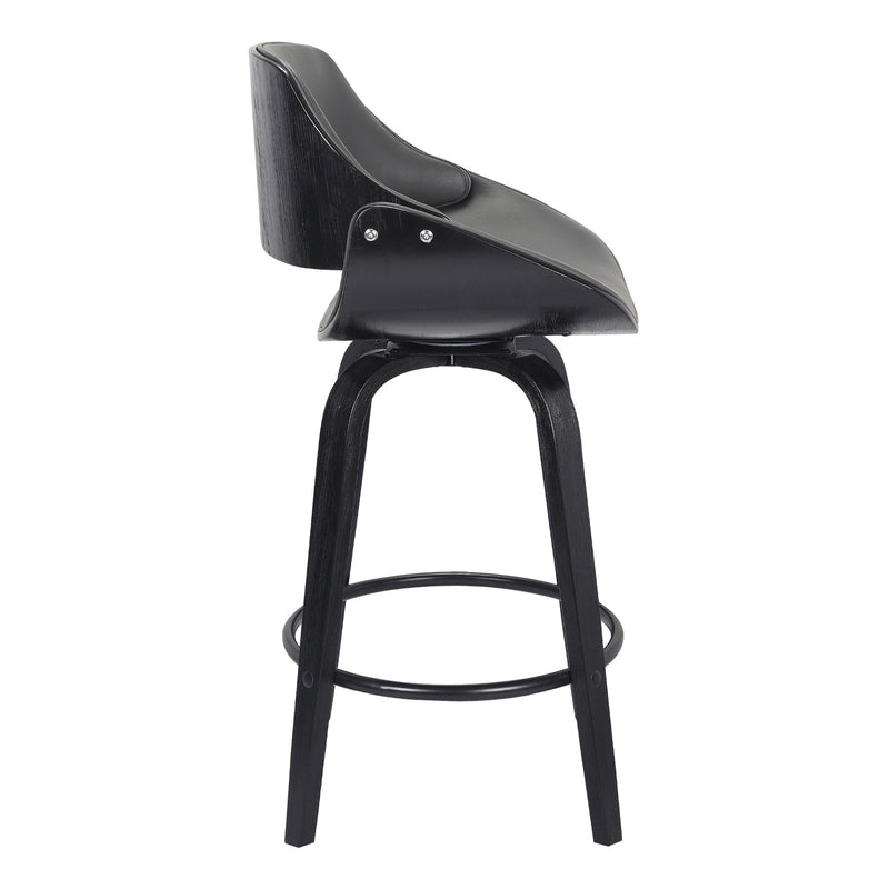 Mona 26" Counter Height Swivel Gray Faux Leather and Black Wood Bar Stool - Furniture City (CA)l