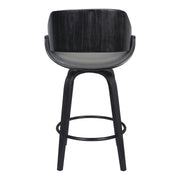 Mona 26" Counter Height Swivel Gray Faux Leather and Black Wood Bar Stool - Furniture City (CA)l