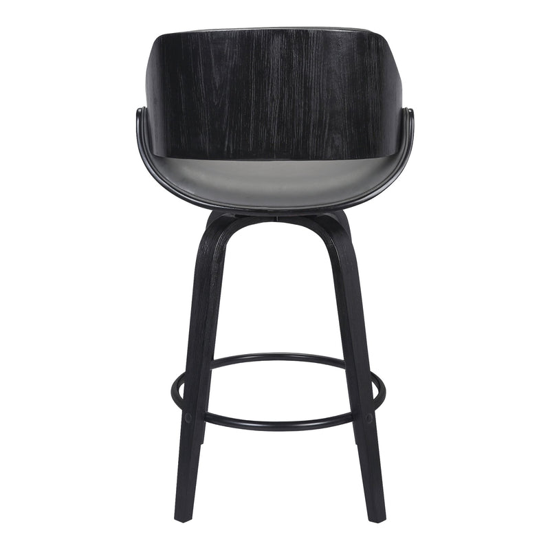 Mona 26" Counter Height Swivel Gray Faux Leather and Black Wood Bar Stool - Furniture City (CA)l