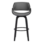 Mona 30" Bar Height Swivel Gray Faux Leather and Black Wood Bar Stool - Furniture City (CA)l