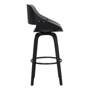 Mona 30" Bar Height Swivel Gray Faux Leather and Black Wood Bar Stool - Furniture City (CA)l