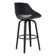 Mona 30" Bar Height Swivel Gray Faux Leather and Black Wood Bar Stool - Furniture City (CA)l