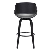 Mona 30" Bar Height Swivel Gray Faux Leather and Black Wood Bar Stool - Furniture City (CA)l