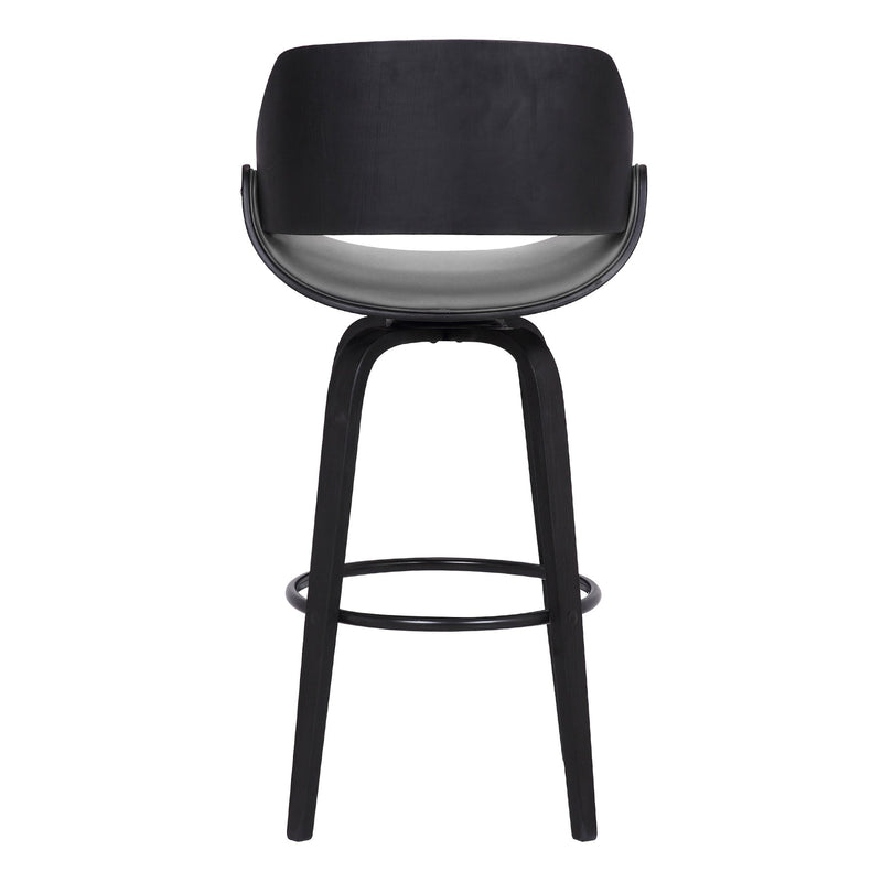 Mona 30" Bar Height Swivel Gray Faux Leather and Black Wood Bar Stool - Furniture City (CA)l