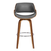 Mona 26" Counter Height Swivel Gray Faux Leather and Walnut Wood Bar Stool - Furniture City (CA)l