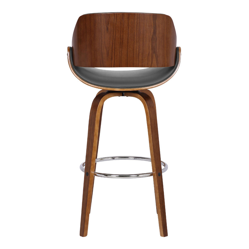 Mona 26" Counter Height Swivel Gray Faux Leather and Walnut Wood Bar Stool - Furniture City (CA)l