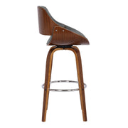 Mona 30" Bar Height Swivel Gray Faux Leather and Walnut Wood Bar Stool - Furniture City (CA)l