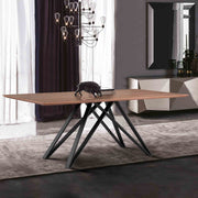 Modena Contemporary Dining Table in Matte Black Finish and Walnut Wood Top - Furniture City (CA)l