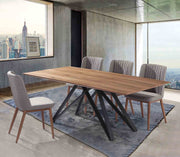 Modena Contemporary Dining Table in Matte Black Finish and Walnut Wood Top - Furniture City (CA)l