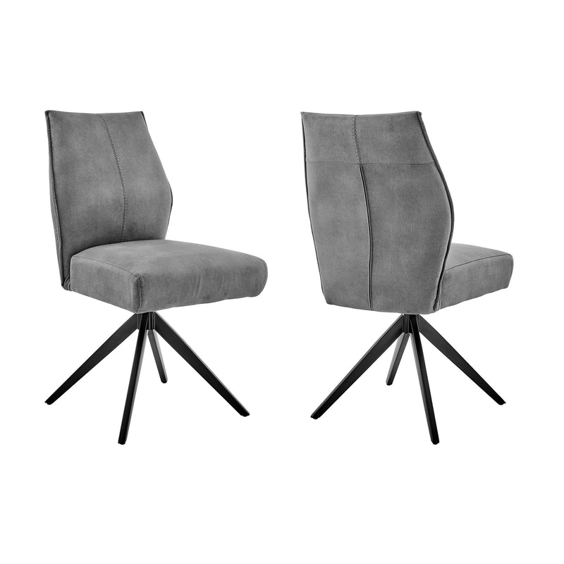 Monarch Swivel Dining Room Accent Chair in Charcoal Fabric and Black Finish - Set of 2 - Furniture City (CA)l