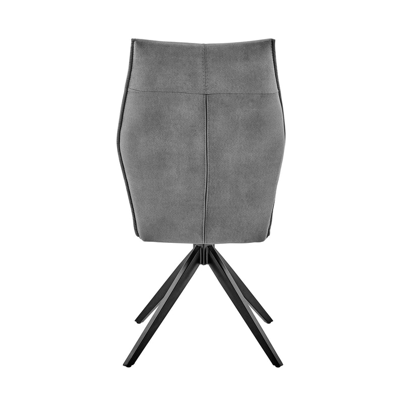 Monarch Swivel Dining Room Accent Chair in Charcoal Fabric and Black Finish - Set of 2 - Furniture City (CA)l