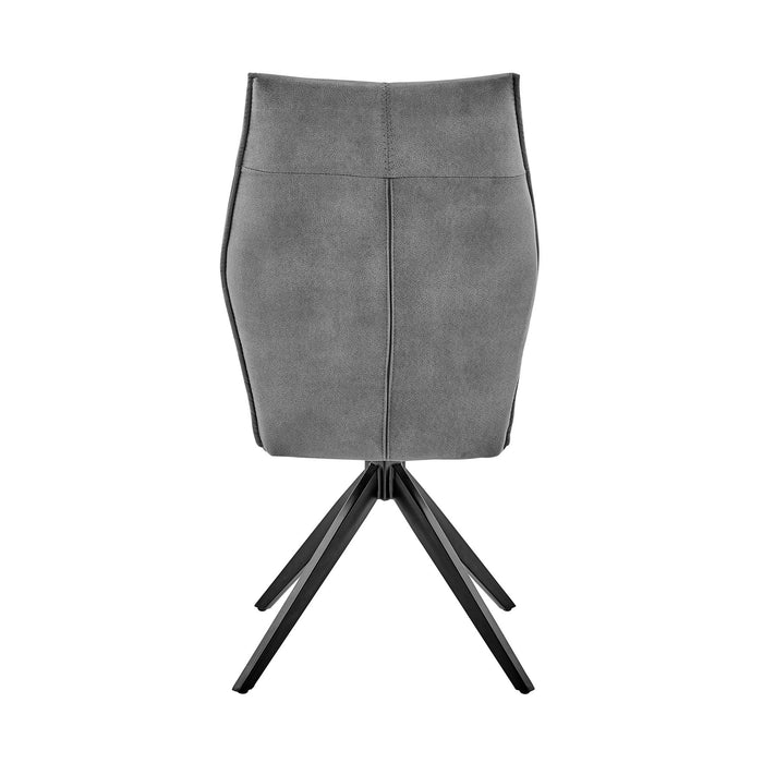 Monarch Swivel Dining Room Accent Chair in Charcoal Fabric and Black Finish - Set of 2
