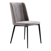 Maine Contemporary Dining Chair in Matte Black Finish and Gray Fabric - Set of 2 - Furniture City (CA)l