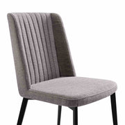 Maine Contemporary Dining Chair in Matte Black Finish and Gray Fabric - Set of 2 - Furniture City (CA)l