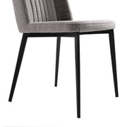 Maine Contemporary Dining Chair in Matte Black Finish and Gray Fabric - Set of 2 - Furniture City (CA)l