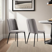 Maine Contemporary Dining Chair in Matte Black Finish and Gray Fabric - Set of 2 - Furniture City (CA)l