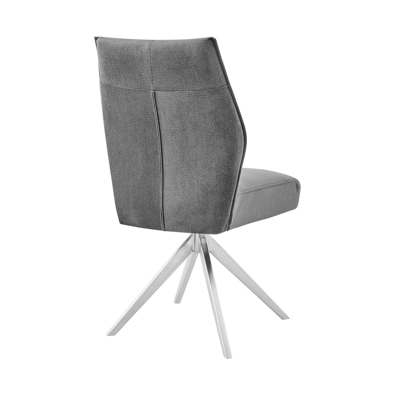 Monarch Swivel Dining Room Accent Chair in Gray Fabric and Brushed Stainless Steel Finish - Set of 2 - Furniture City (CA)l
